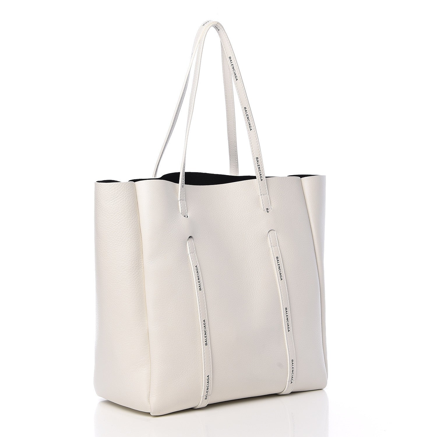 Balenciaga Calfskin Logo Strap Small Everyday Tote White Black 4 of 12
