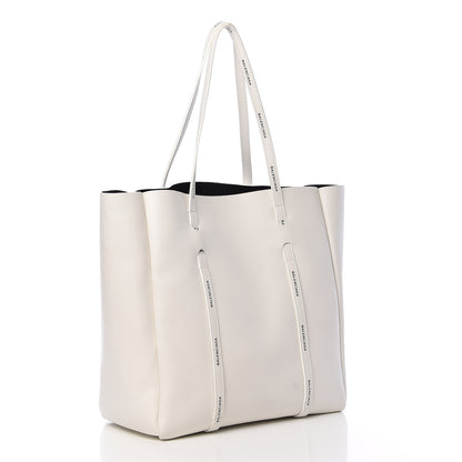 Balenciaga Calfskin Logo Strap Small Everyday Tote White Black 4 of 12