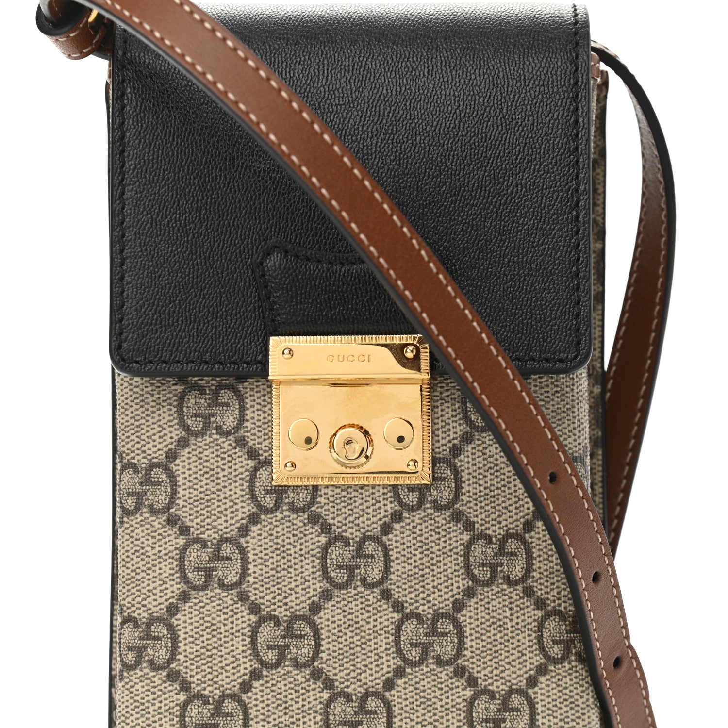 Gucci GG Supreme Monogram Padlock Phone Crossbody Bag Brown 6 of 8