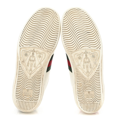 Gucci Calfskin Ayers Bee Embroidered Womens Ace Sneakers 36.5 White Green 6 of 11
