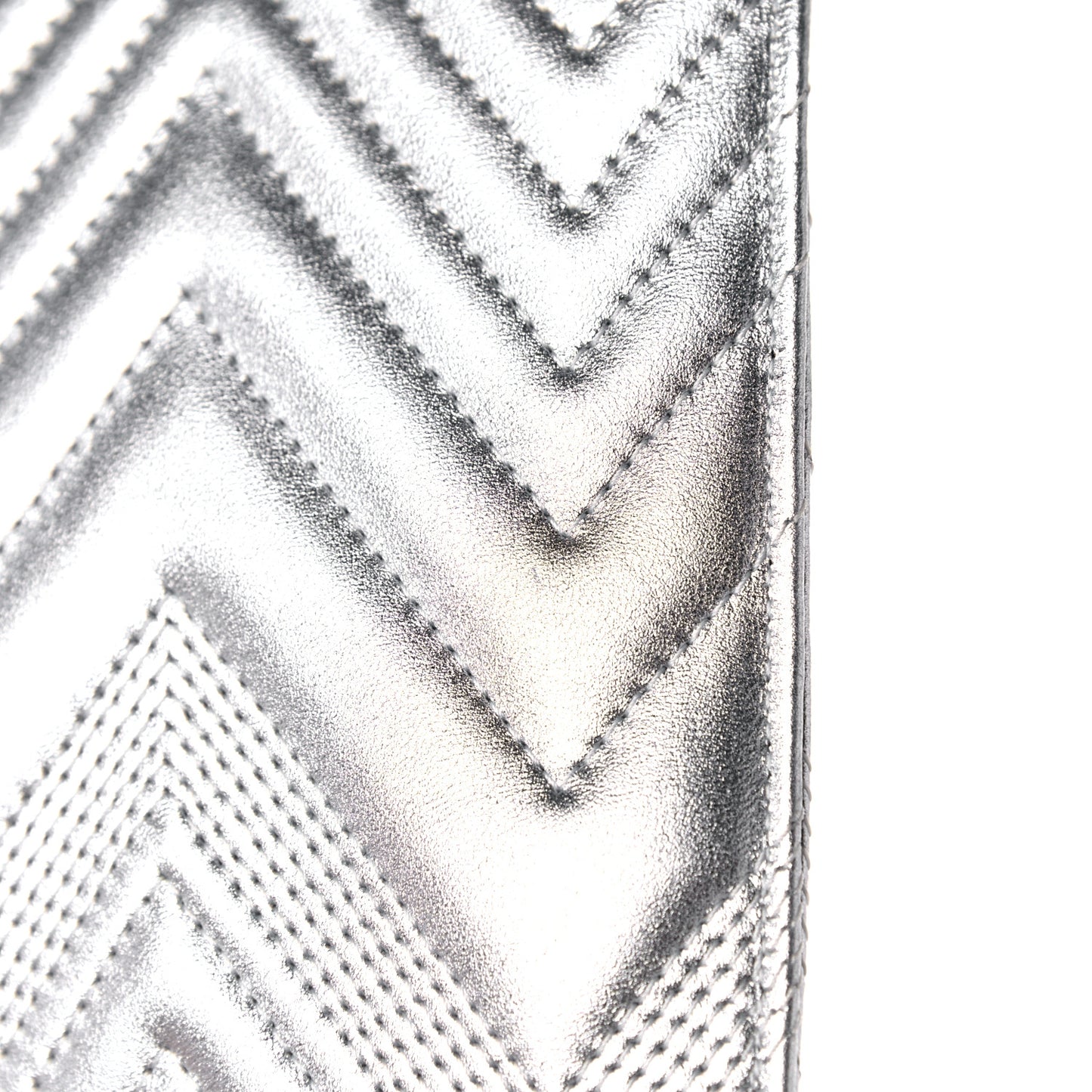 Metallic Lambskin Chevron Quilted Large Cosmetic Case