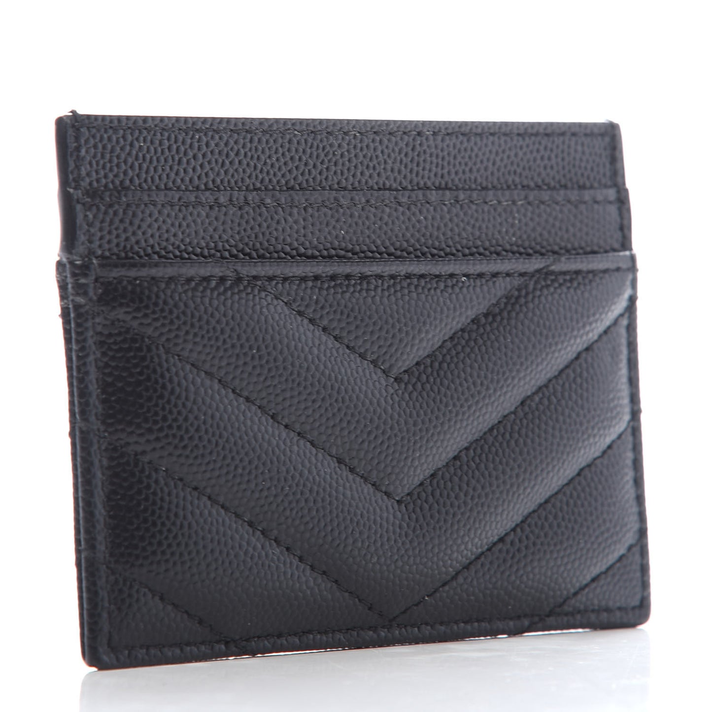 Grain De Poudre Matelasse Chevron Monogram Credit Card Case Black