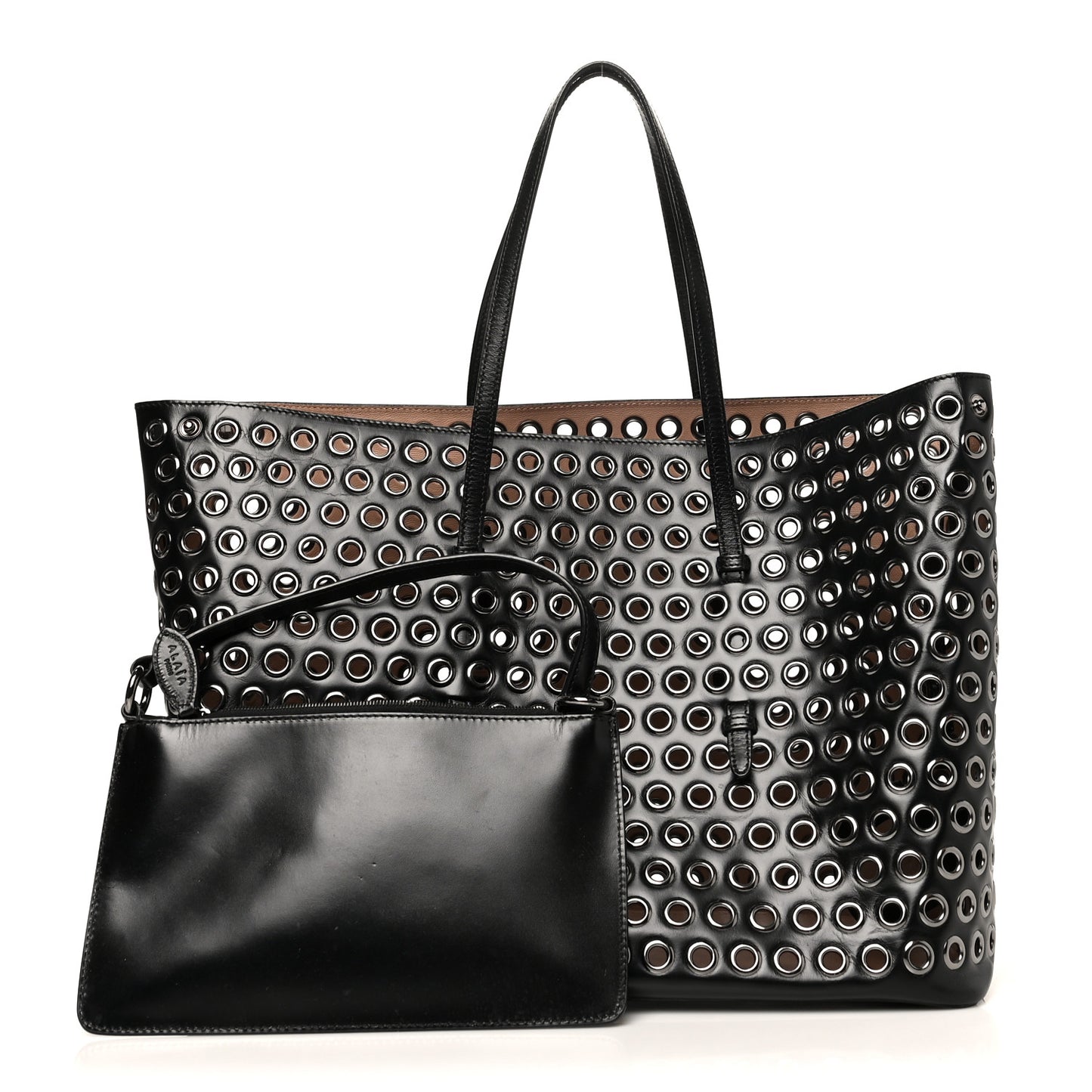 Calfskin Grommet Tote Black