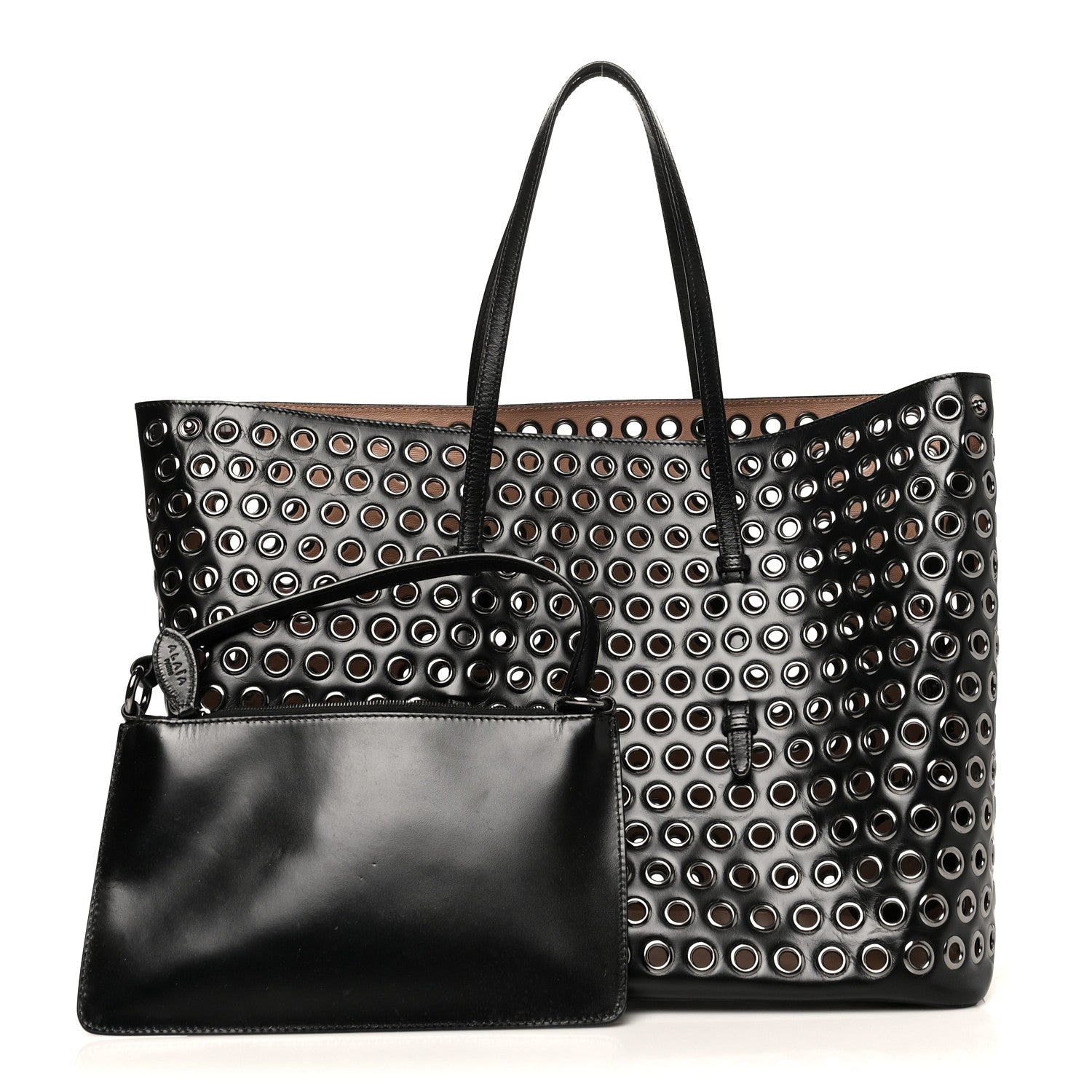 Alaia Calfskin Grommet Tote Black 1 of 9