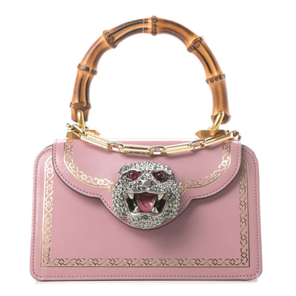 Gucci Calfskin Bamboo Crystal Mini Thiara Top Handle Bag Carmine Rose Gold 1 of 16