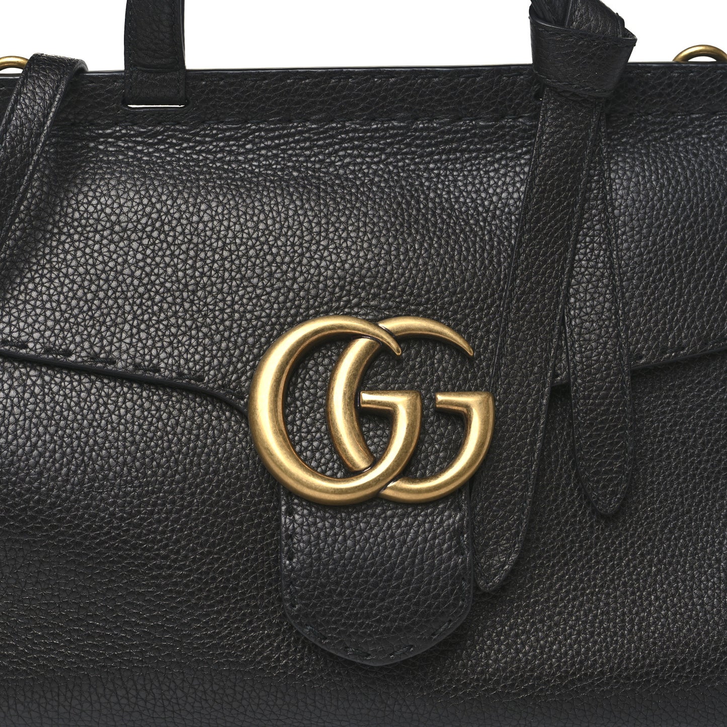 Calfskin Small GG Marmont Top Handle Bag Black