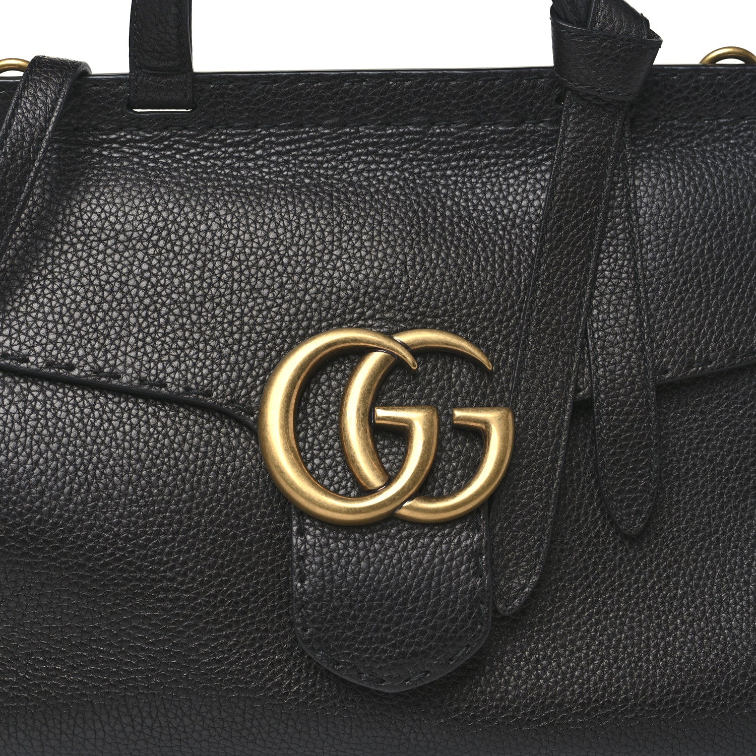 Gucci Calfskin Small GG Marmont Top Handle Bag Black 7 of 9