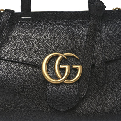 Gucci Calfskin Small GG Marmont Top Handle Bag Black 7 of 9