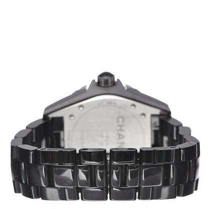 Chanel Stainless Steel Ceramic Diamond 38mm J12 Automatic Watch Black 4 of 8