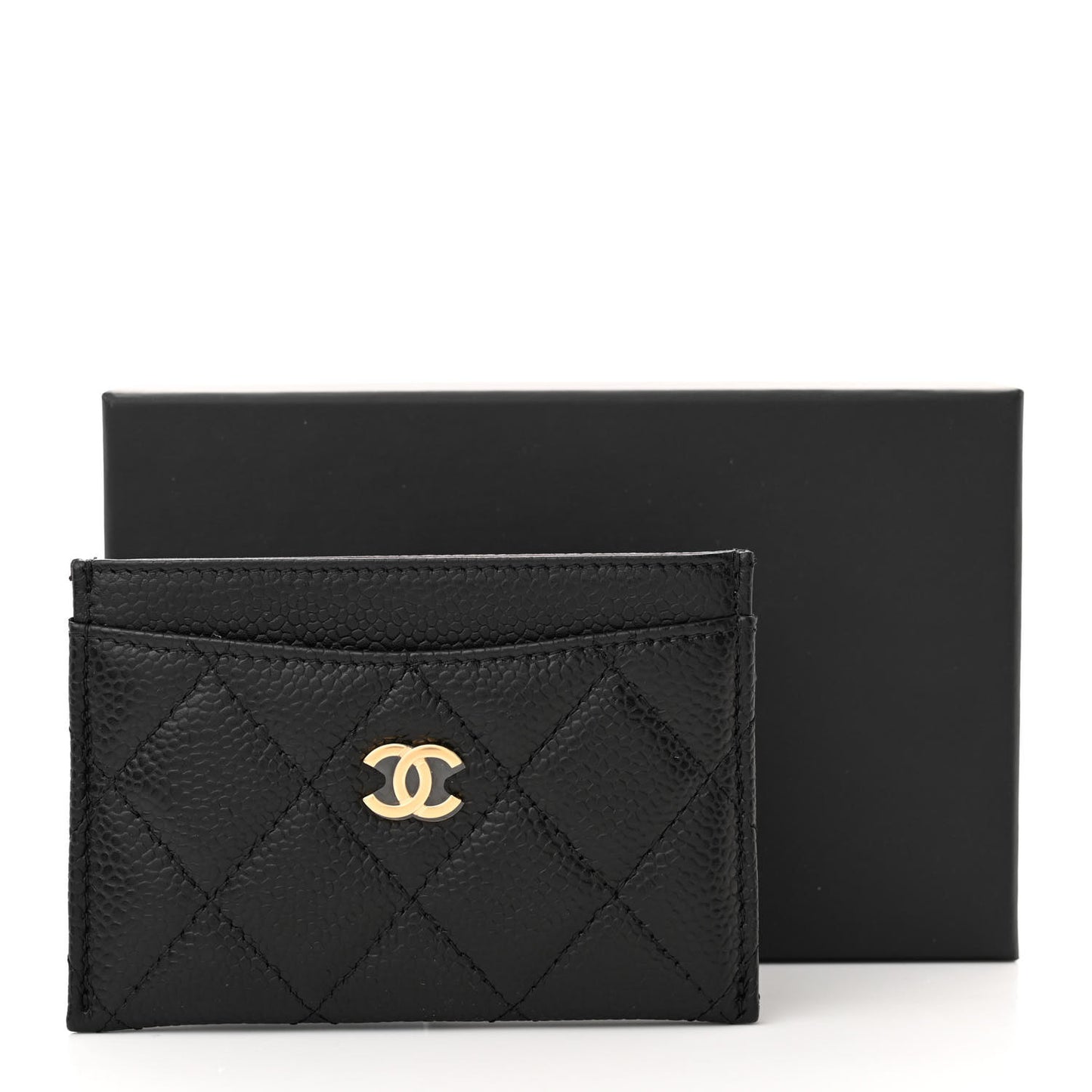 Caviar Quilted Card Holder Black