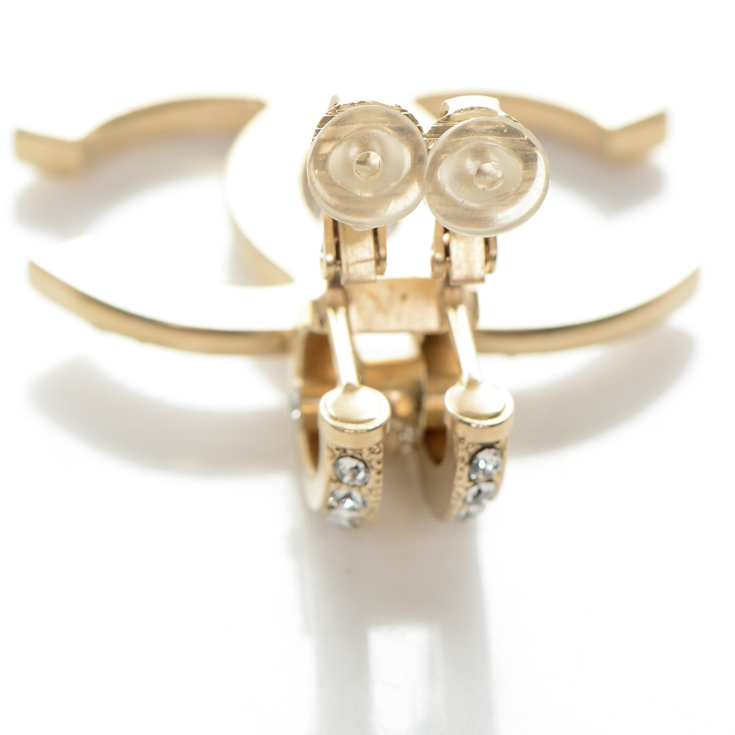 Chanel Crystal CC Clip On Earring Gold 3 of 4