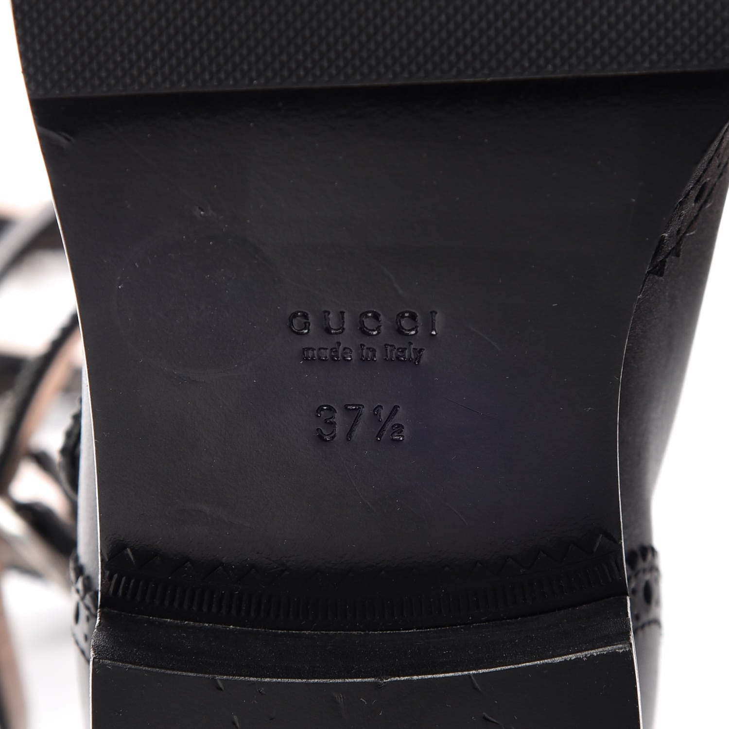 Gucci Calfskin Queercore Brogue Knee High Boots 37.5 Black 6 of 9