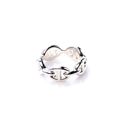 Hermes Sterling Silver PM Chaine d'Ancre Enchainee Band Ring 50 5.5 4 of 7