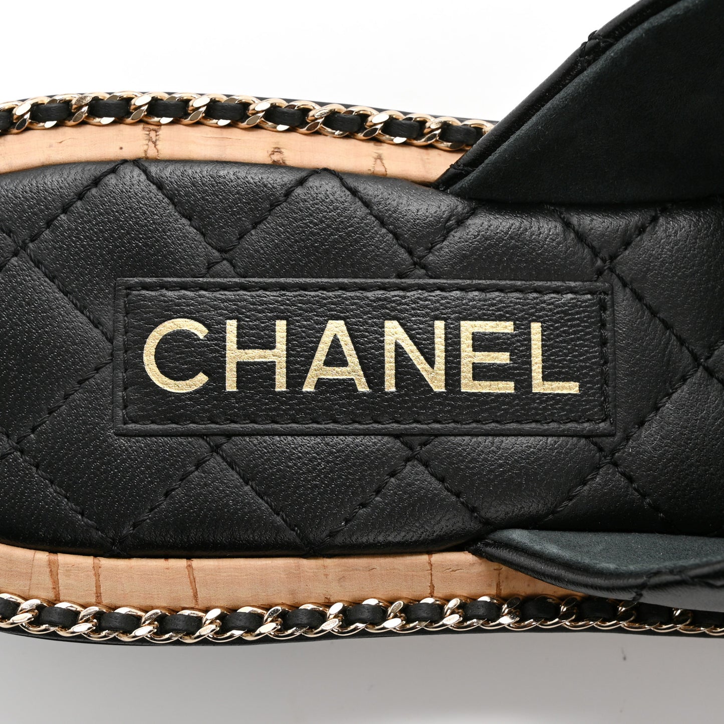 Lambskin Quilted Chain CC Sandals 40 Black