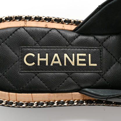 Chanel Lambskin Quilted Chain CC Sandals 40 Black 6 of 9