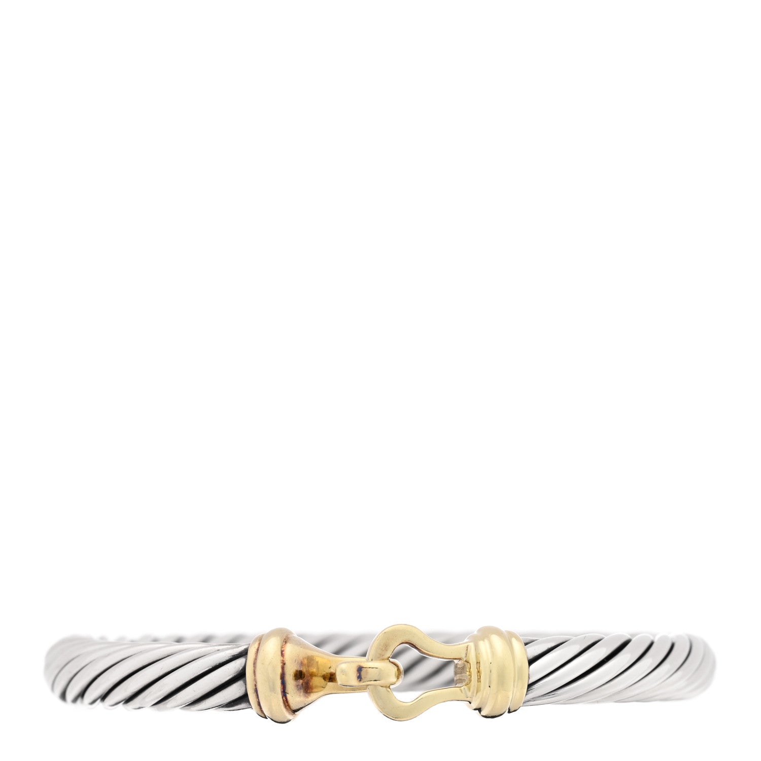 David Yurman Sterling Silver 14K Yellow Gold 7mm Cable Classic Buckle Bracelet 1 of 3