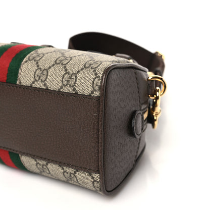 Gucci GG Supreme Monogram Textured Dollar Calfskin Web Mini Ophidia Top Handle Bowler Bag Beige Ebony New Acero 10 of 10