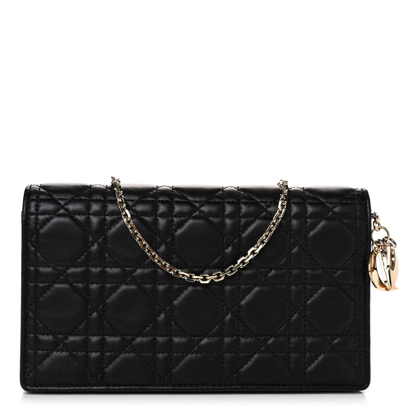 Lambskin Cannage Lady Dior Chain Wallet Black