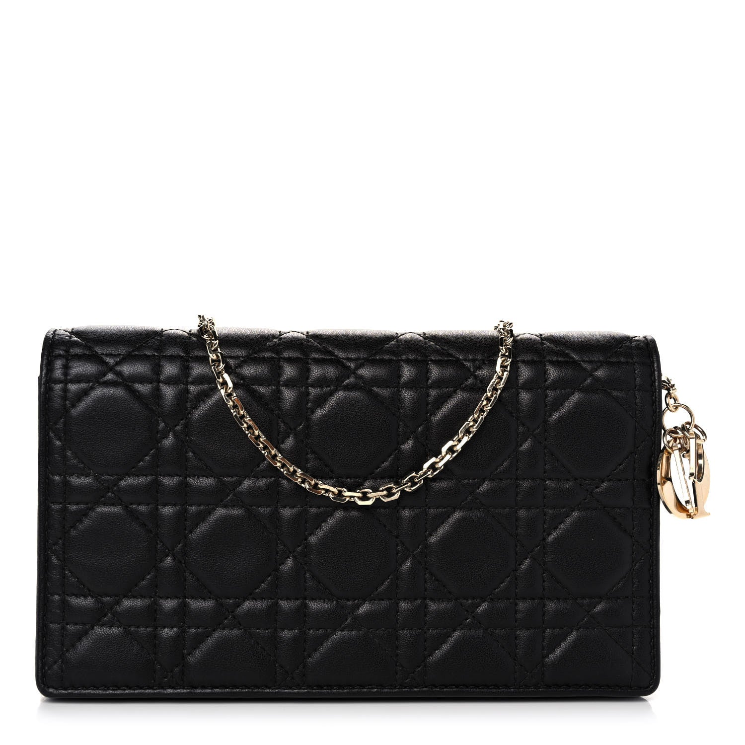 Christian Dior Lambskin Cannage Lady Dior Chain Wallet Black 2 of 10