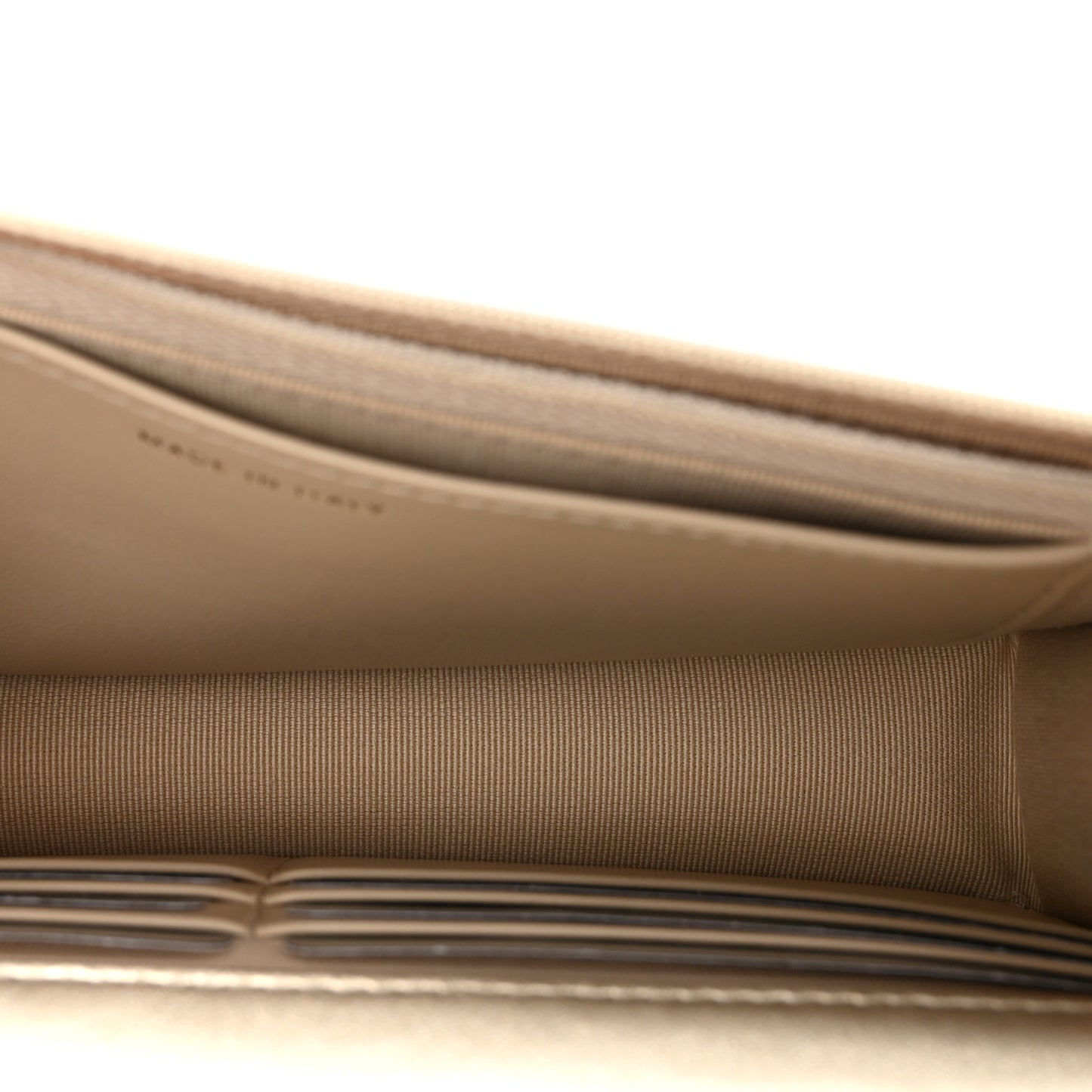 Metallic Caviar Quilted CC Crush Wallet On Chain WOC Light Gold
