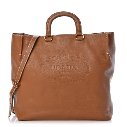 Prada Vitello Daino Logo Shopping Tote Cuoio 1 of 16