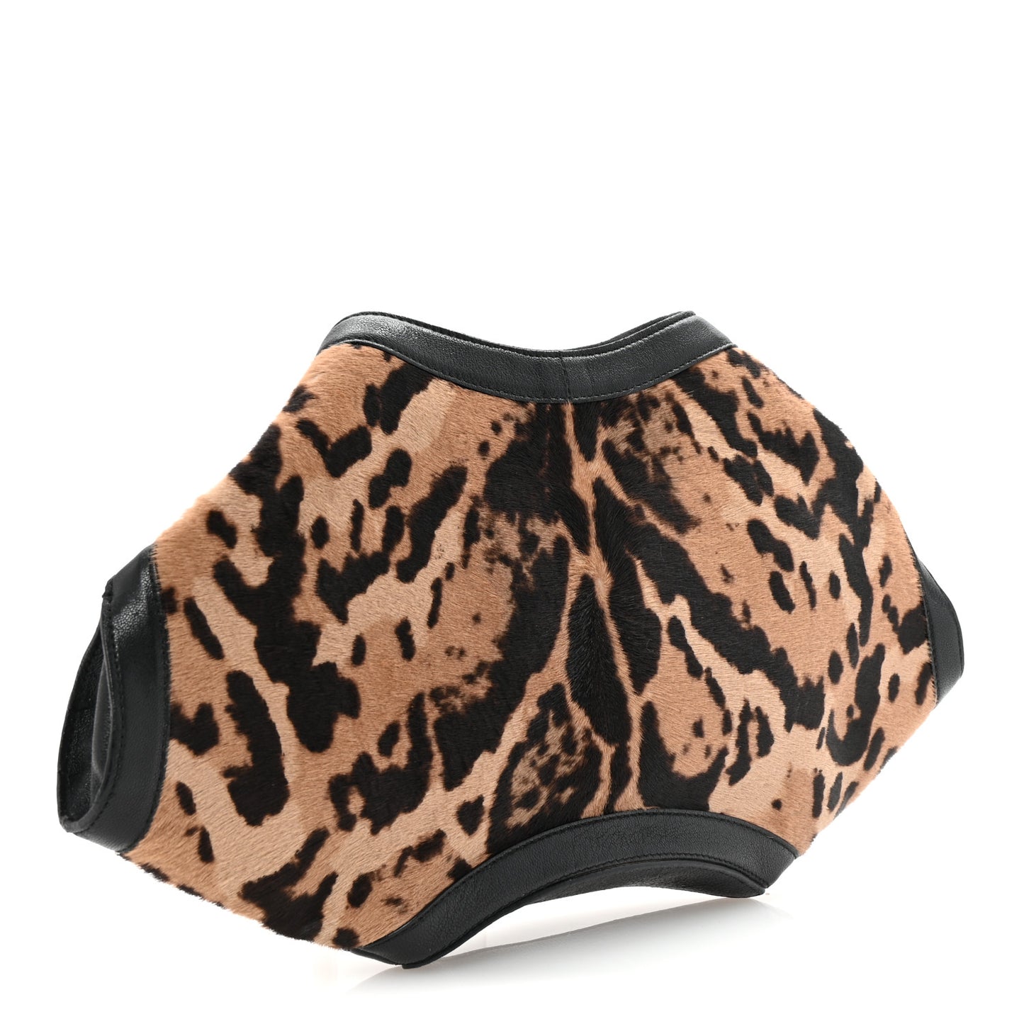 Calf Hair Leopard Print De Manta Clutch Brown Black