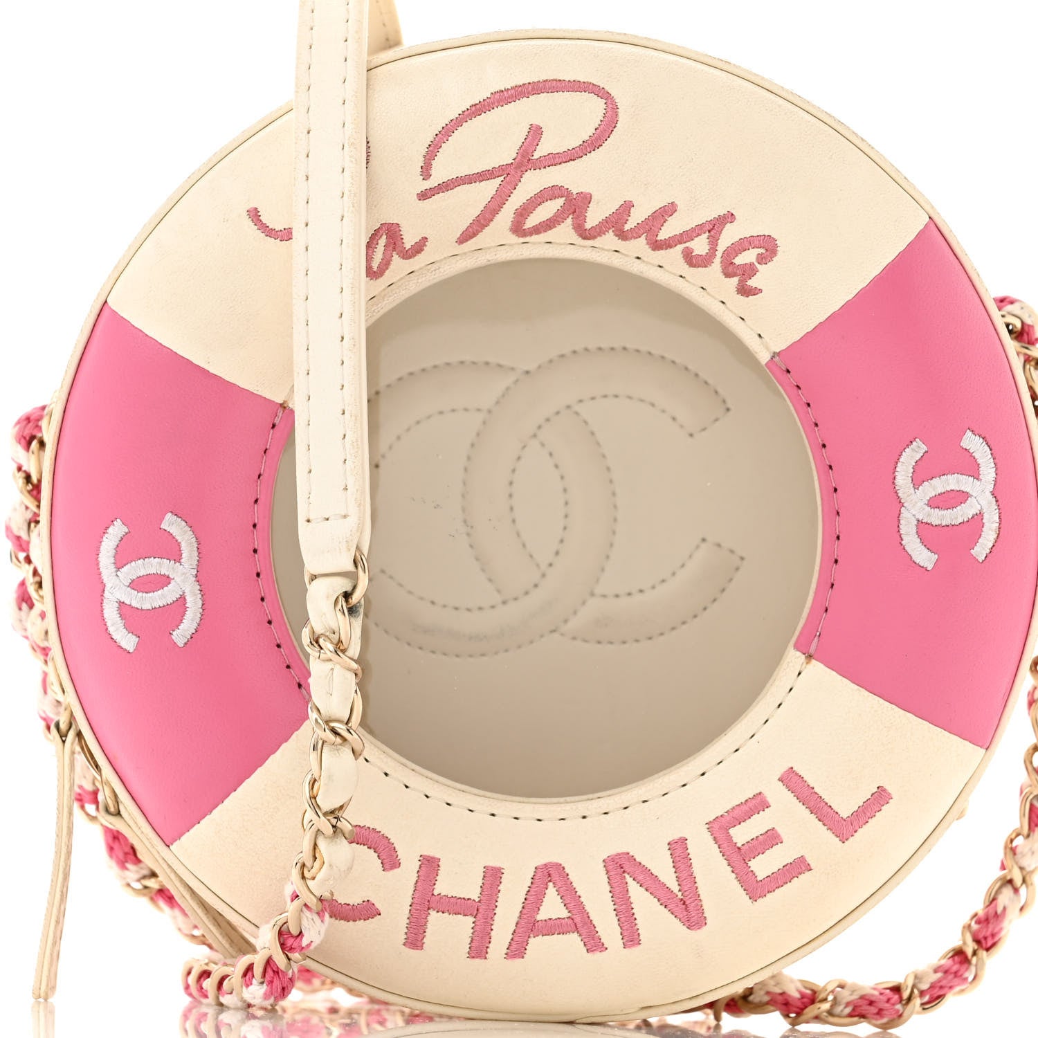 Chanel Lambskin Coco Lifesaver Round Bag Pink White 8 of 12