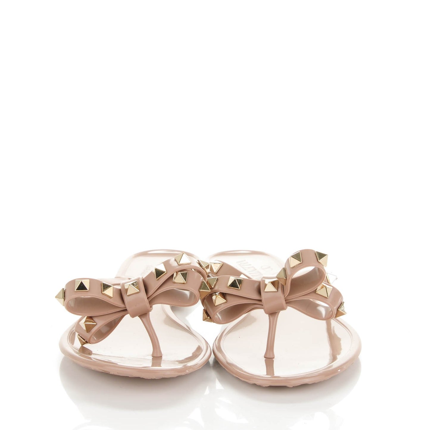 PVC Jelly Rockstud Bow Thong Sandals 36 Poudre