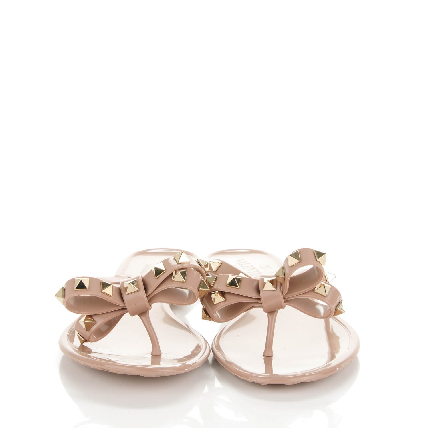 Valentino Garavani PVC Jelly Rockstud Bow Thong Sandals 36 Poudre 2 of 7
