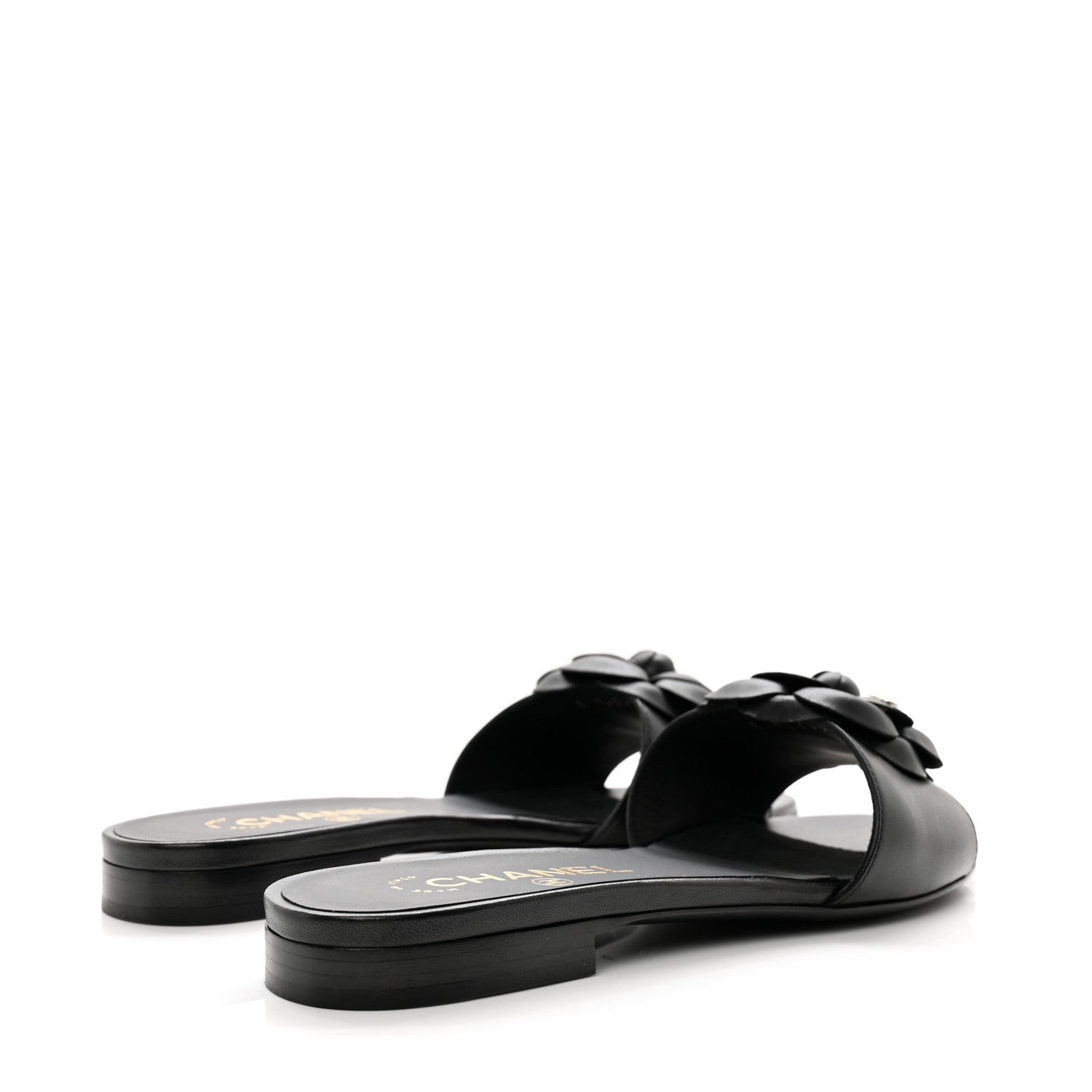 Chanel Lambskin Camellia CC Slides 36 Black 4 of 8