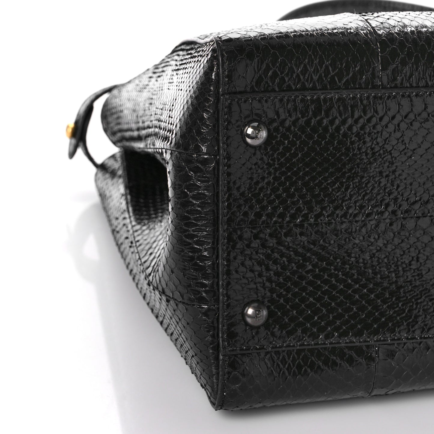 Snakeskin Large Peekaboo Iconic Satchel Black