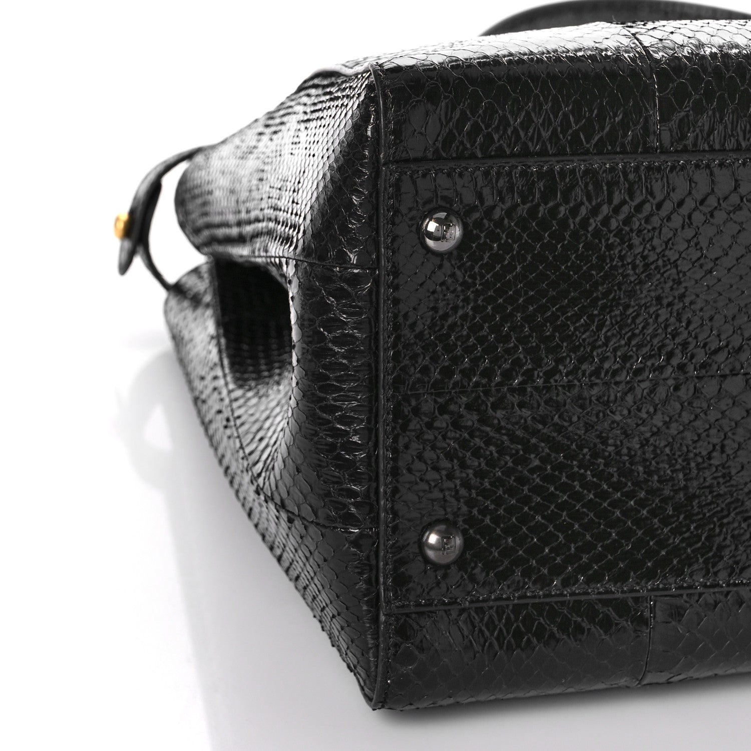 Fendi Snakeskin Large Peekaboo Iconic Satchel Black 8 of 10