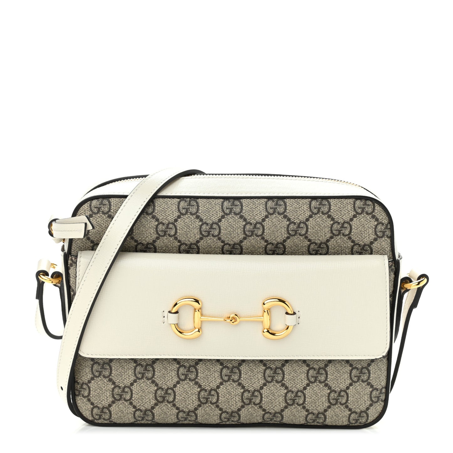 GG Supreme Monogram Small Horsebit 1955 Shoulder Bag Beige Mystic White