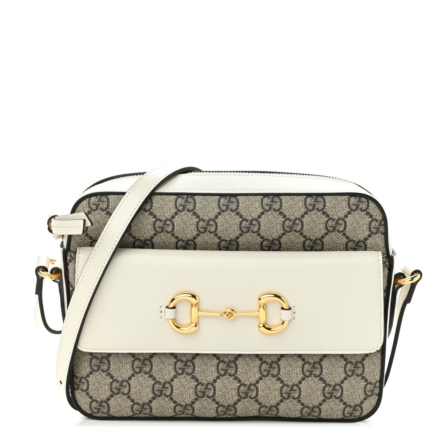 Gucci GG Supreme Monogram Small Horsebit 1955 Shoulder Bag Beige Mystic White 1 of 10