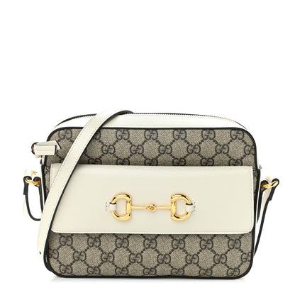 Gucci GG Supreme Monogram Small Horsebit 1955 Shoulder Bag Beige Mystic White 1 of 10