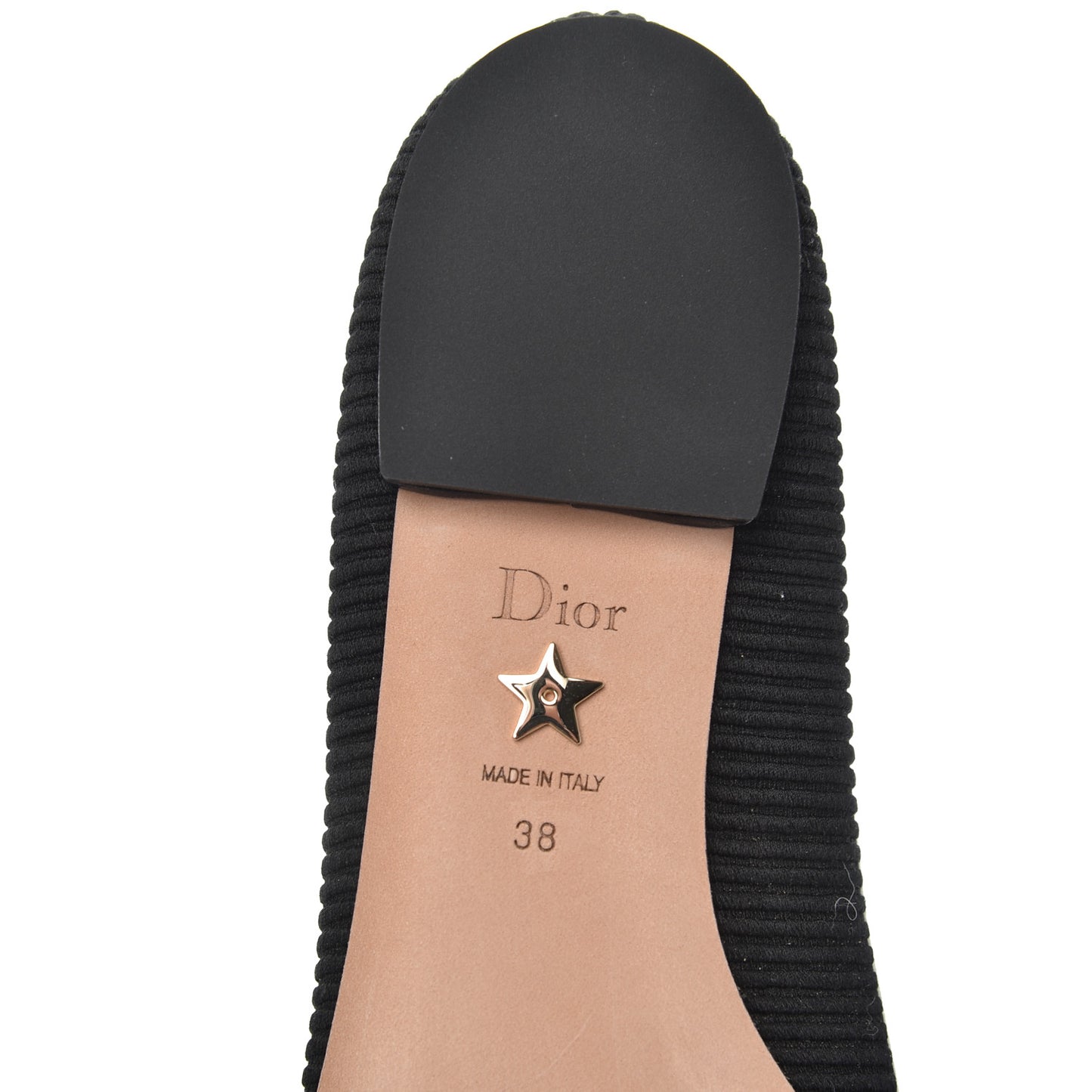 Fabric Ribbon Embroidered J'Adior Ballet Flats 38 Black