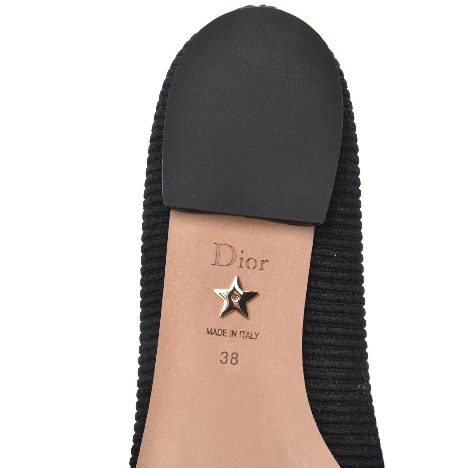 Christian Dior Fabric Ribbon Embroidered J'Adior Ballet Flats 38 Black 5 of 10