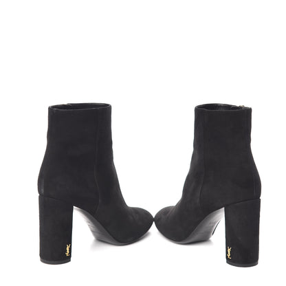 Saint Laurent Suede Loulou Ankle 95 Zip Boot 38.5 Black 6 of 11