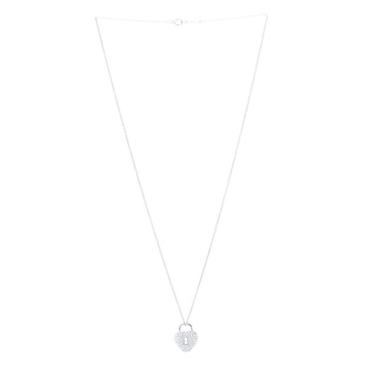 Tiffany Platinum Diamond Small Heart Lock Pendant Necklace 3 of 6