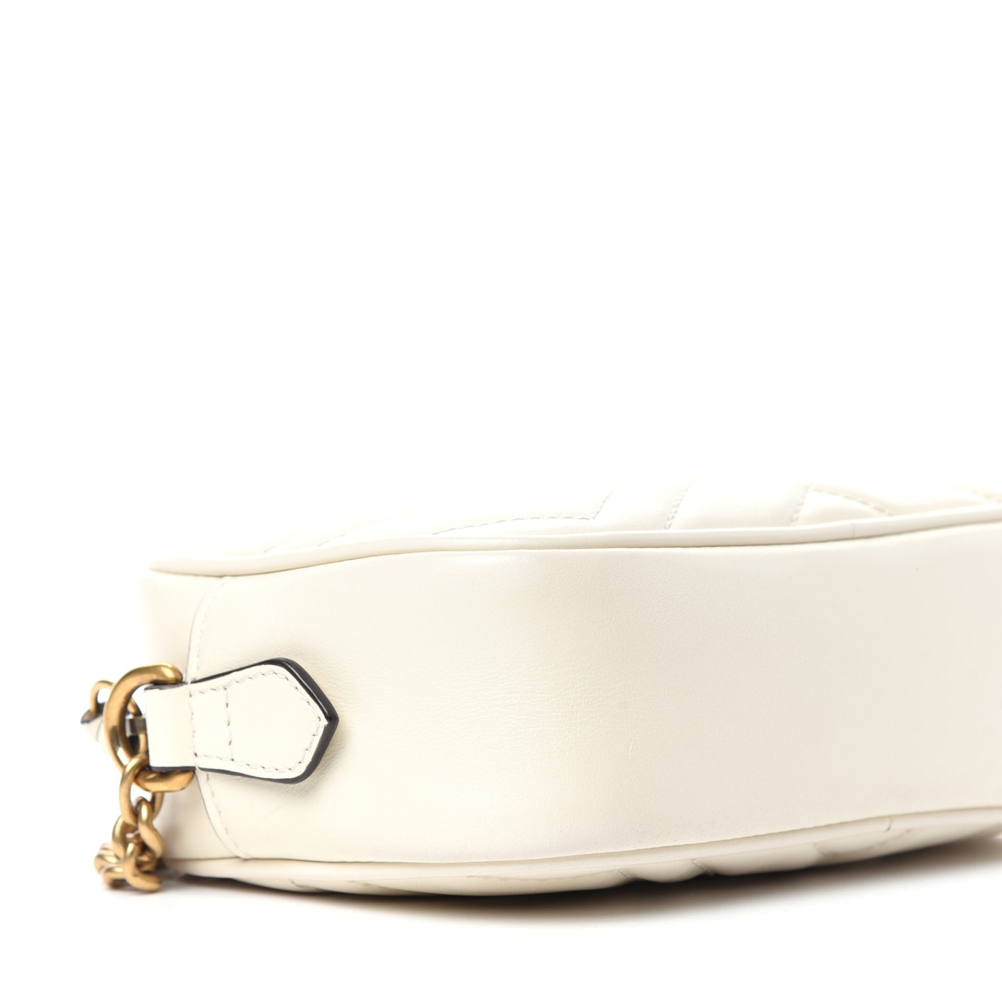 Calfskin Matelasse Mini GG Marmont Chain Shoulder Bag White
