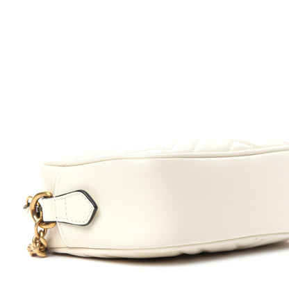 Gucci Calfskin Matelasse Mini GG Marmont Chain Shoulder Bag White 8 of 10