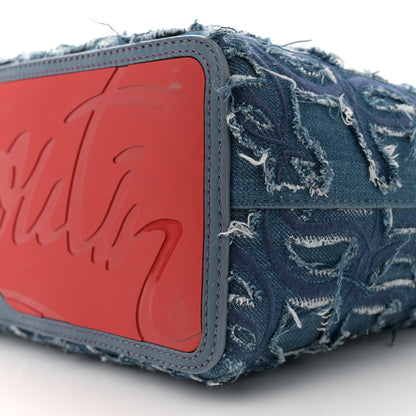 Christian Louboutin Denim Embroidered Spikes East West Cabata Tote Blue 11 of 12