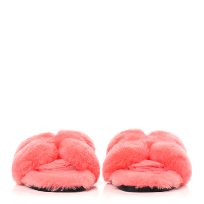 Hermes Woolskin Oran Sandals 37.5 Rose Du Desert 2 of 8