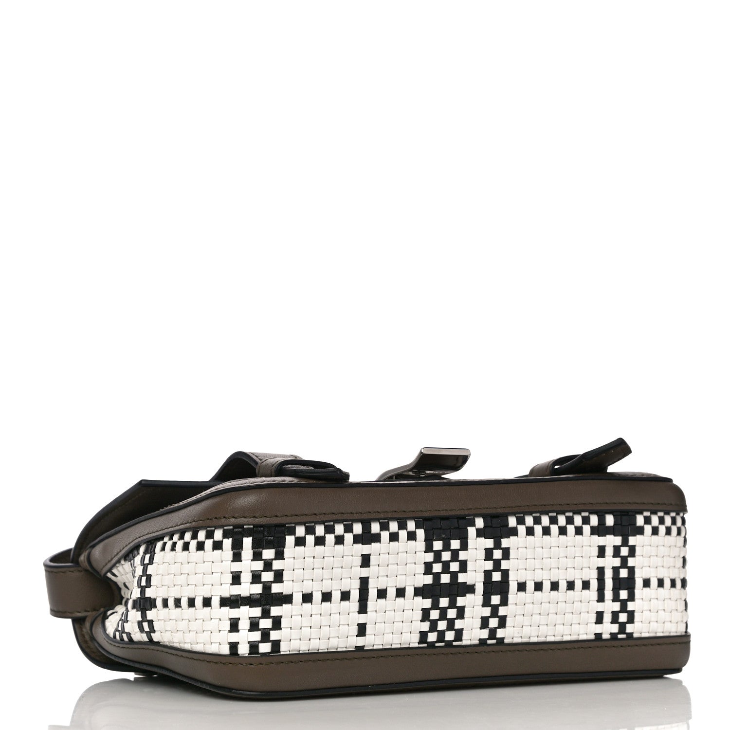 Proenza Schouler Woven Calfskin PS1 Medium Satchel Optical White Black Dark Bay Leaf 3 of 8