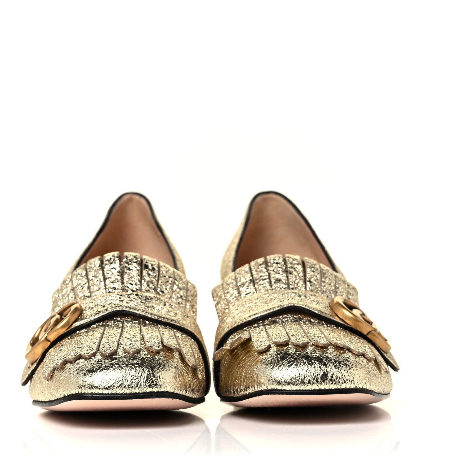 Gucci Galassia GG Marmont Fringe 50mm Loafer Pumps 41 Platino 2 of 9