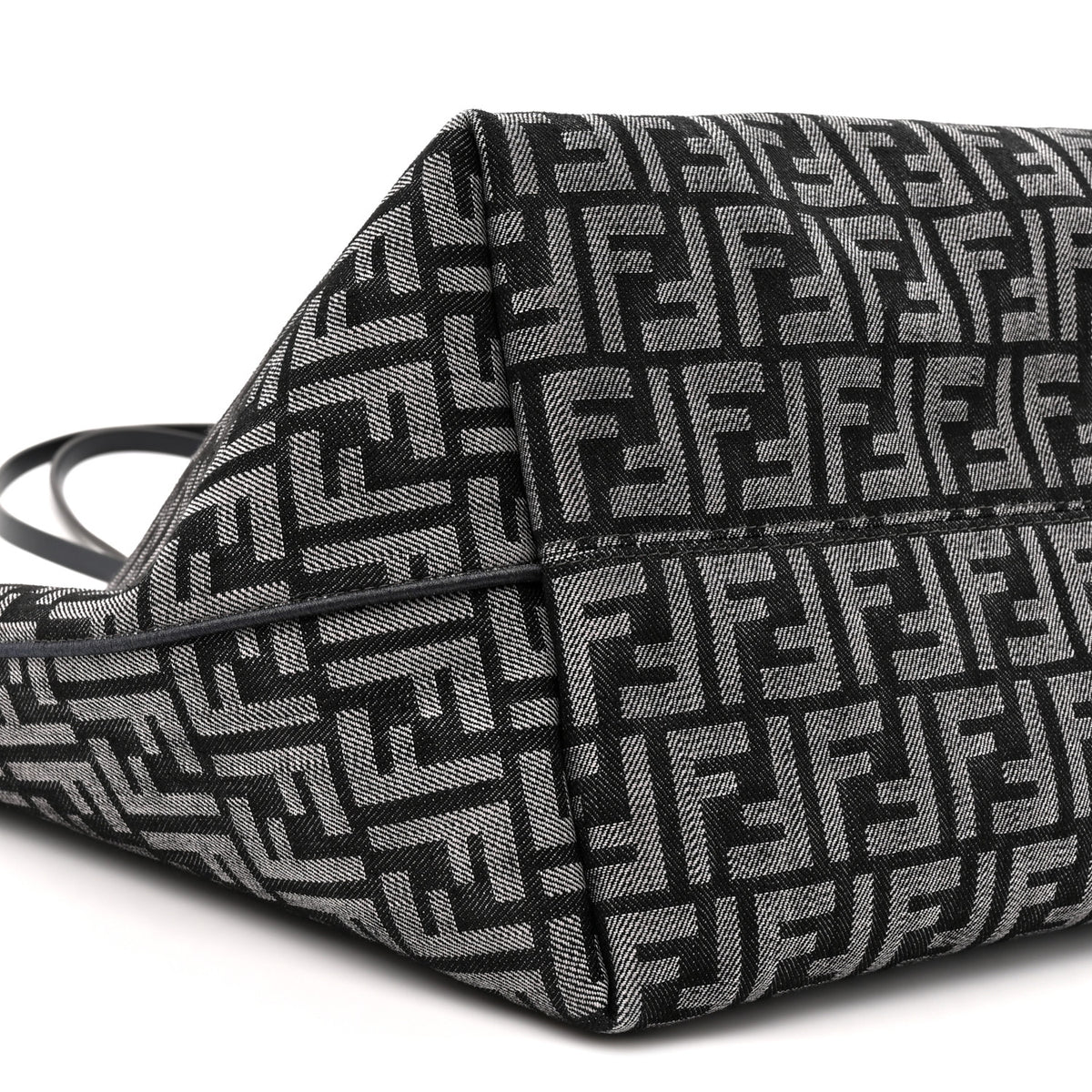 Fendi Chenille Vitello Santa Barbara FF Large Roll Reversible Shopping Tote Grigio Notte Flamingo 10 of 10