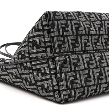 Fendi Chenille Vitello Santa Barbara FF Large Roll Reversible Shopping Tote Grigio Notte Flamingo 10 of 10