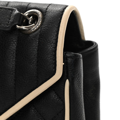 Saint Laurent Grained Calfskin Tri-Quilt Monogram Medium College Bag Black White 13 of 14