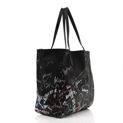 Burberry Coated Canvas Mega Check Sketchbook Medium Reversible Doodle Tote Black 4 of 27