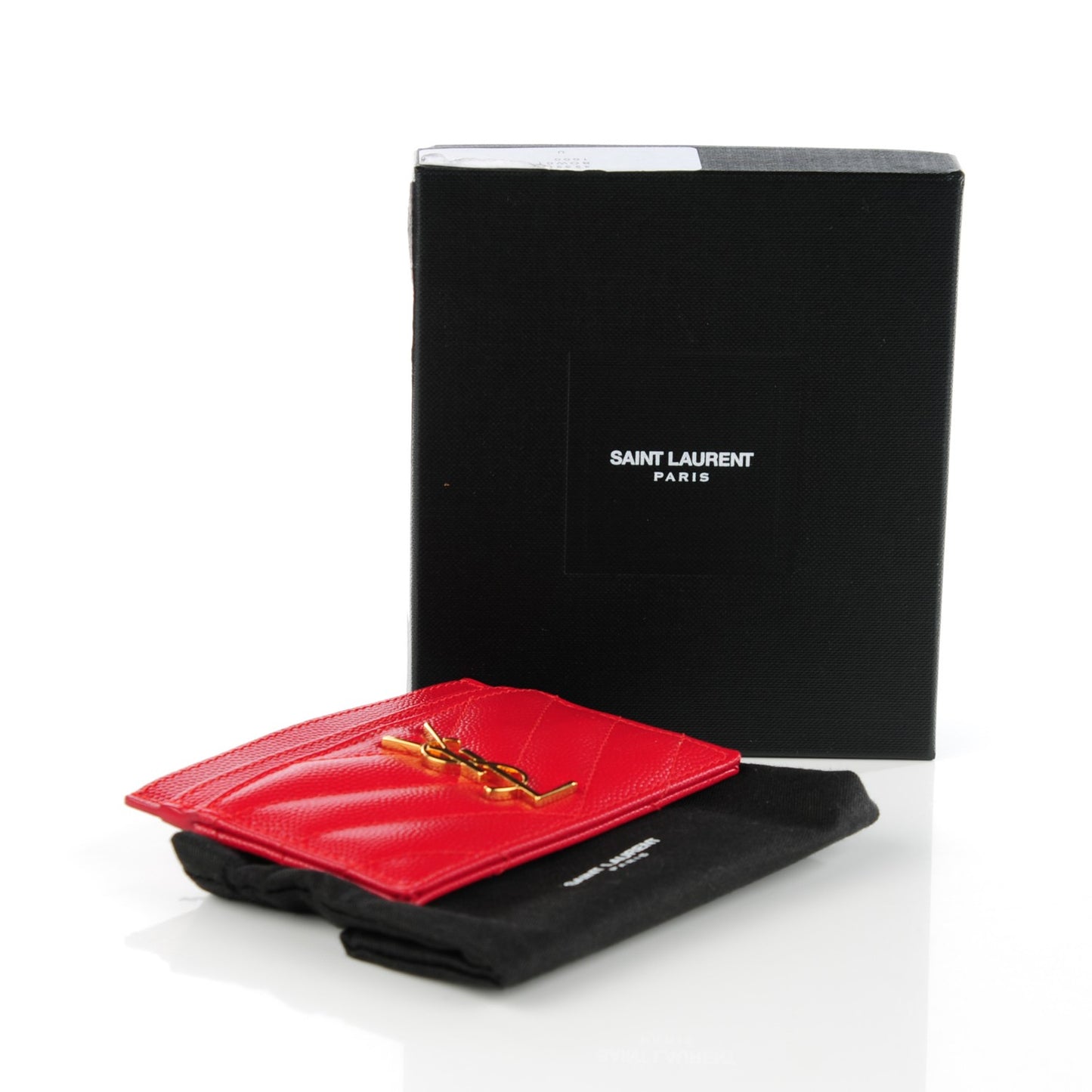Grain De Poudre Matelasse Chevron Monogram Credit Card Case Red